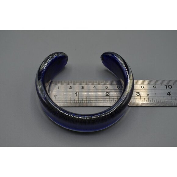 Cobalt Blue Glass Cuff Bracelets & Pendant Signed RWG Jewelry Set Ocean Sea - Picture 10 of 10